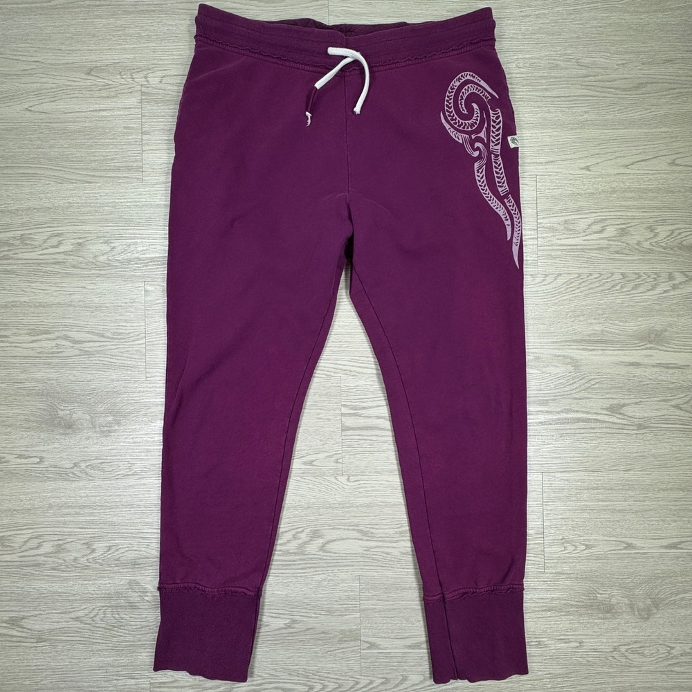 Maori Hook Womens Jogger Pants Purple Large Tribal Graphic Sweatpants Streetwear